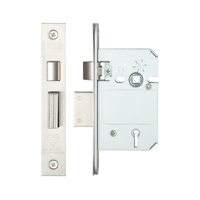 Zoo British Standard 5 Lever Sashlock - 64mm-Satin Stainless