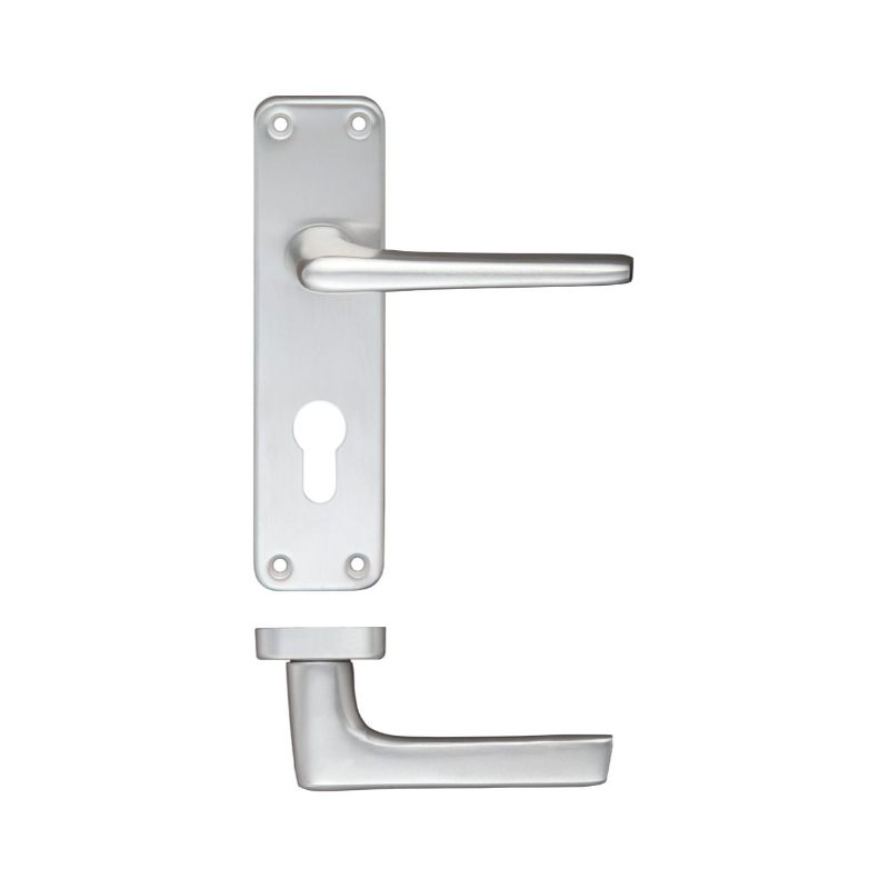 Zoo Contract Aluminium Lever on Europrofile Backplate-Satin Aluminium