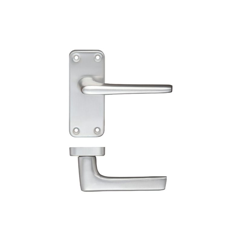 Zoo Contract Aluminium Lever on Latch Backplate-Satin Aluminium