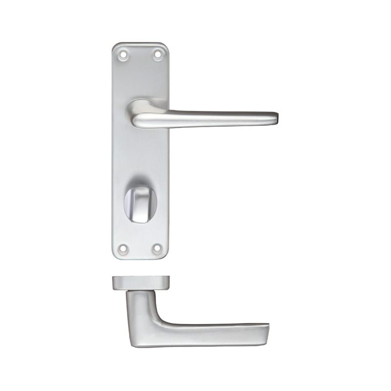 Zoo Contract Aluminium Lever on Privacy Backplate-Satin Aluminium