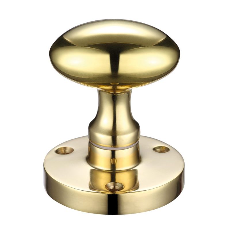 Zoo Zoo Oval Mortice Knob 60.5mm rose dia-Polished Brass