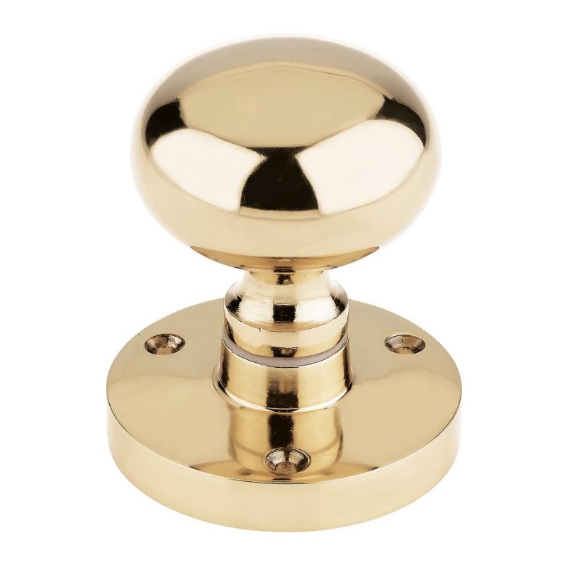 Zoo Zoo Mushroom Mortice Knob 61.5mm Rose dia. 52mm dia knob-Polished Brass