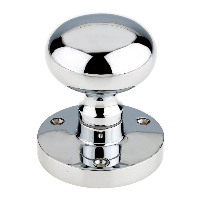 Zoo Zoo Mushroom Mortice Knob 61.5mm Rose dia. 52mm dia knob-Polished Chrome