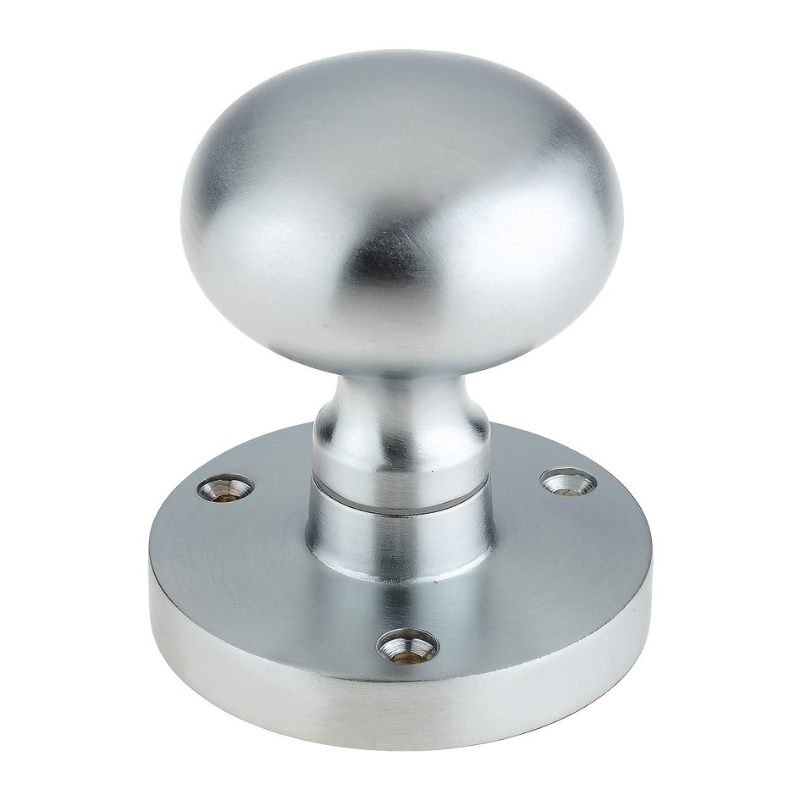 Zoo Zoo Mushroom Mortice Knob 61.5mm Rose dia. 52mm dia knob-Satin Chrome