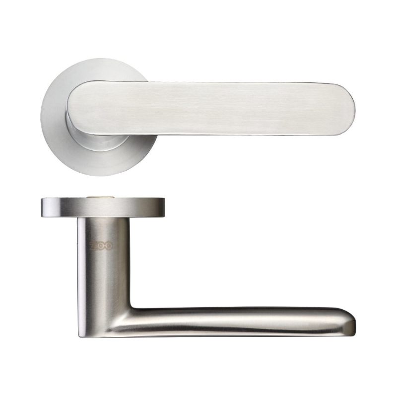 Zoo Atlas Lever on Round Rose-Satin Stainless