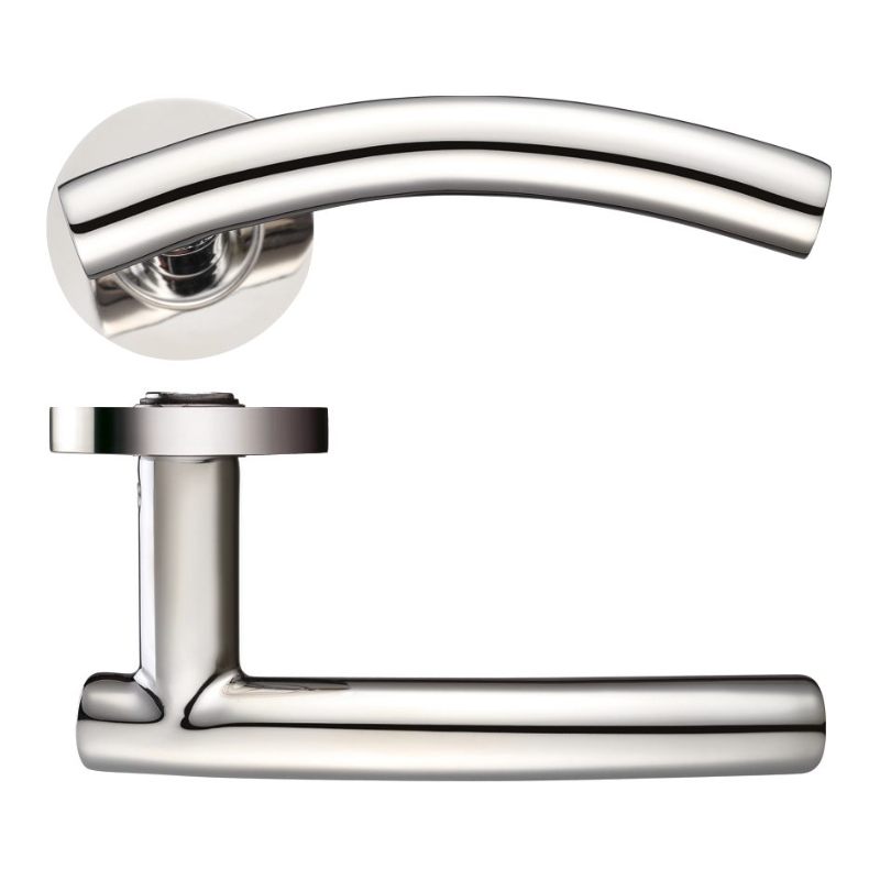 Zoo Arched "T-bar" Lever on round Rose-Polished Stainless