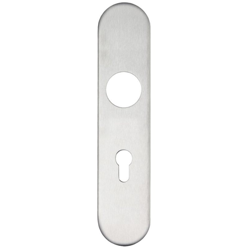 Zoo Radius Cover plate for 19 mm and 22mm RTD Lever on Backplate - Din Euro Profile/72mm Centres-Satin Stainless