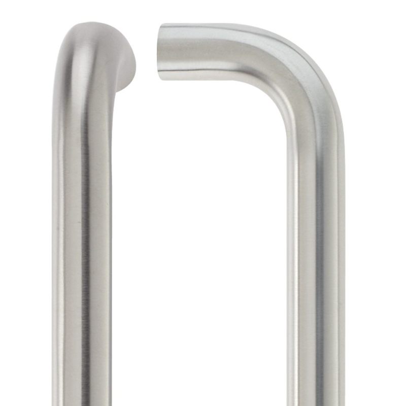 Zoo 22mm D Pull Handle - 300mm Centers - Grade 304 - Bolt Through Fixings-Satin Stainless