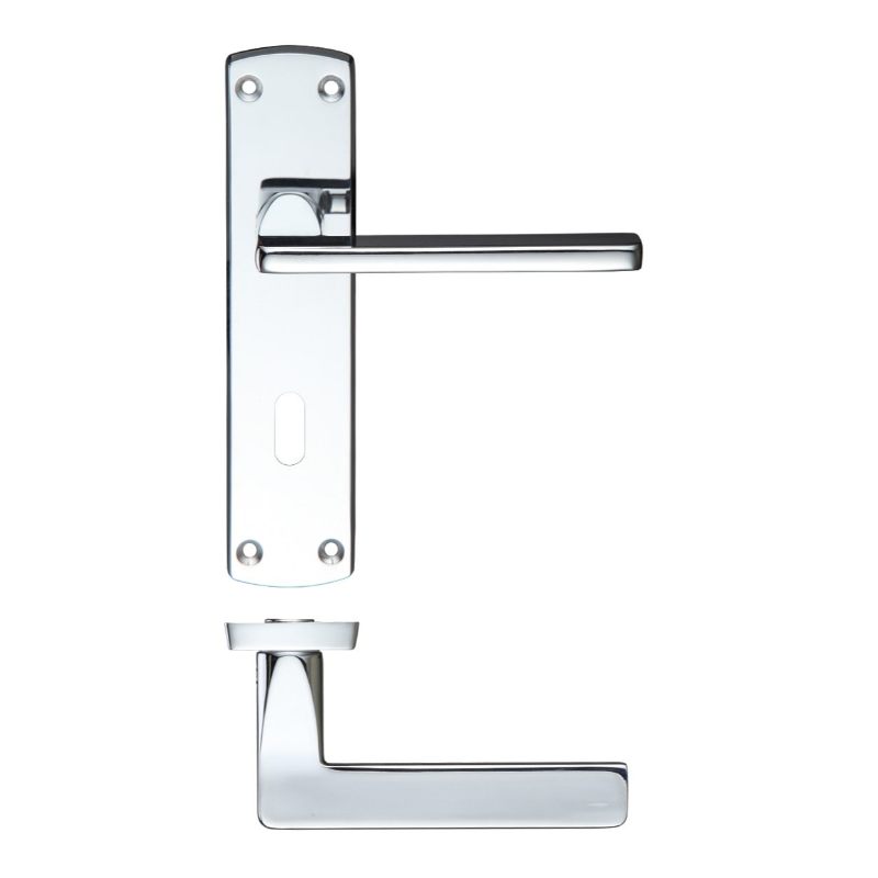 Zoo Leon Lever Lock (57mm c/c) On Backplate 170mm x 40mm-Polished Chrome