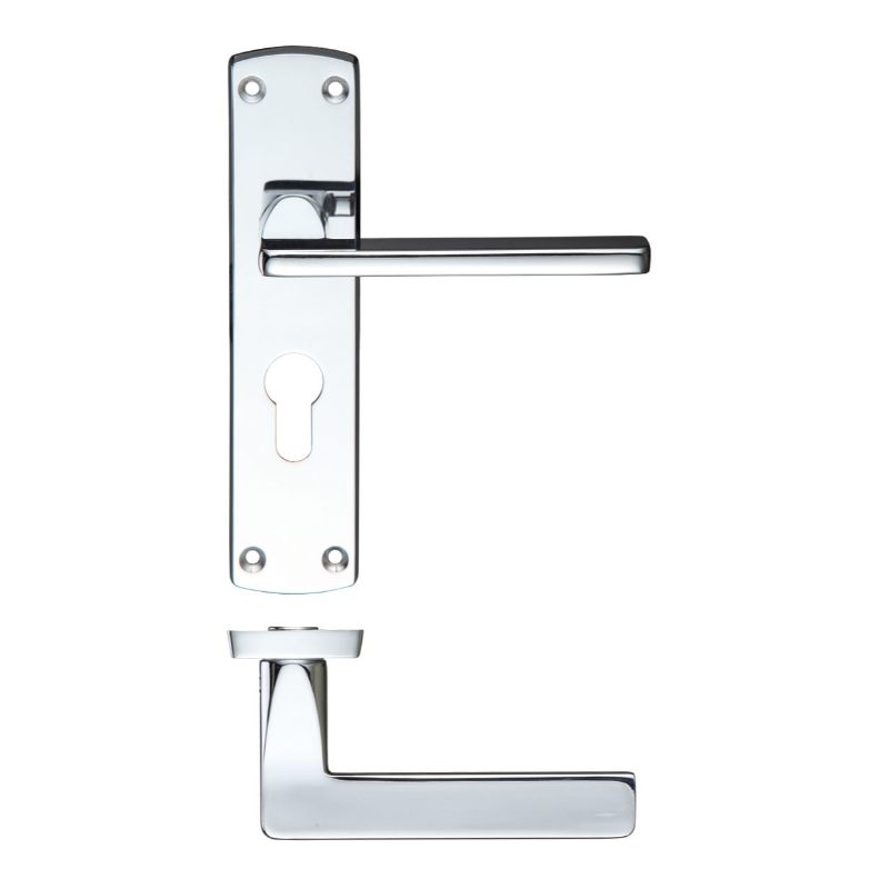 Zoo Leon Lever Euro Lock (47.5mm c/c) On Backplate-Polished Chrome