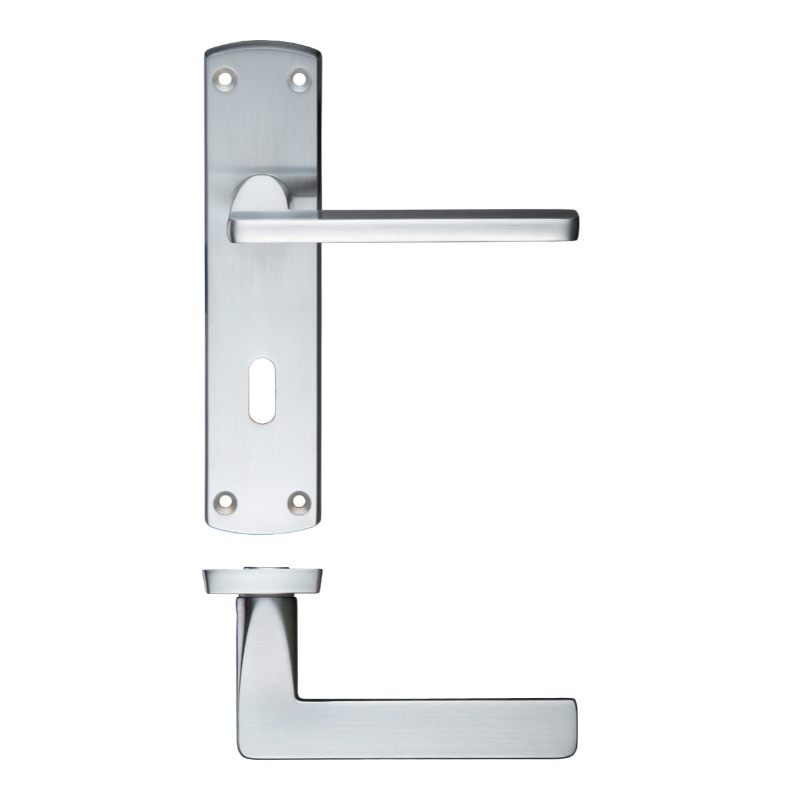 Zoo Leon Lever Lock (57mm c/c) On Backplate 170mm x 40mm-Satin Chrome