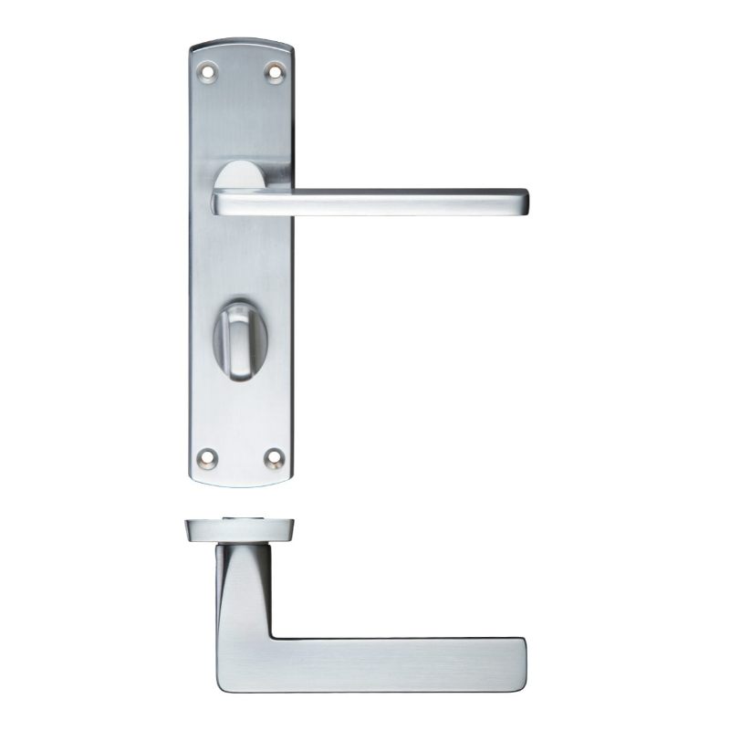 Zoo Leon Lever Bathroom (57mm c/c) On Backplate 170mm x 40mm-Satin Chrome