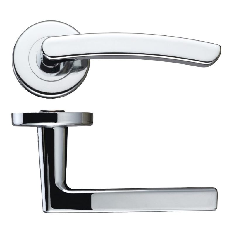 Zoo Santiago Lever - Push On Rose -115mm x 65mm-Polished Chrome