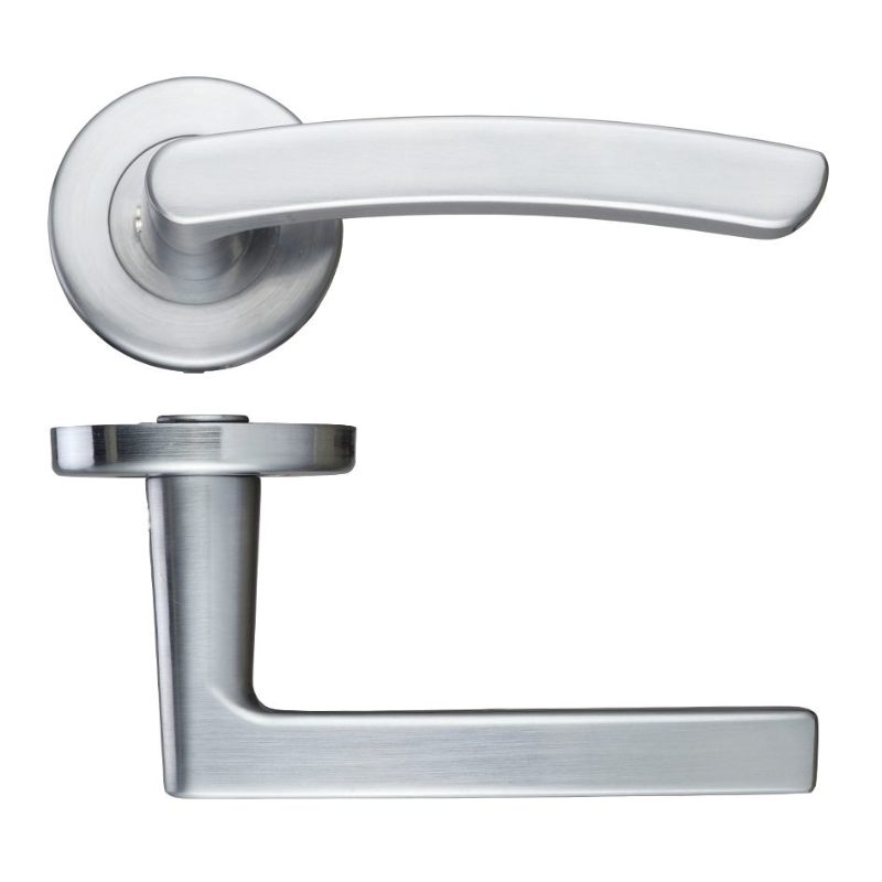 Zoo Santiago Lever - Push On Rose -115mm x 65mm-Satin Chrome