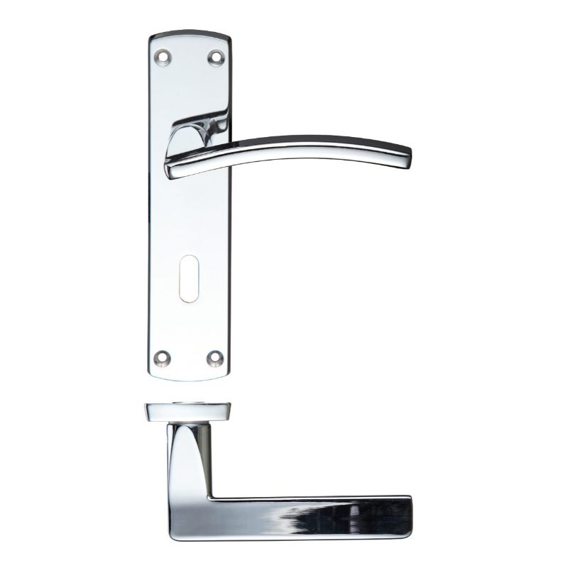 Zoo Toledo Lever Lock (57mm c/c) On Backplate 170mm x 40mm-Polished Chrome