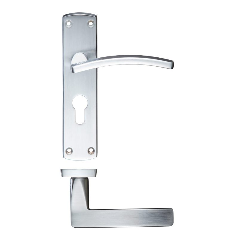 Zoo Toledo Lever Euro Lock (47.5mm c/c) On Backplate 170x40mm-Satin Chrome