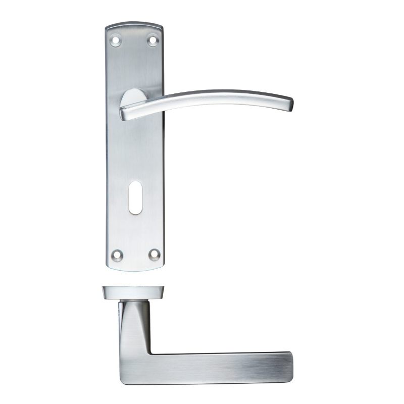 Zoo Toledo Lever Lock (57mm c/c) On Backplate 170mm x 40mm-Satin Chrome