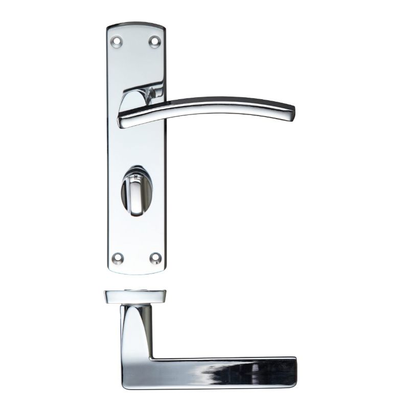 Zoo Toledo Lever Bathroom (57mm c/c) On Backplate 170mm x 40mm-Polished Chrome